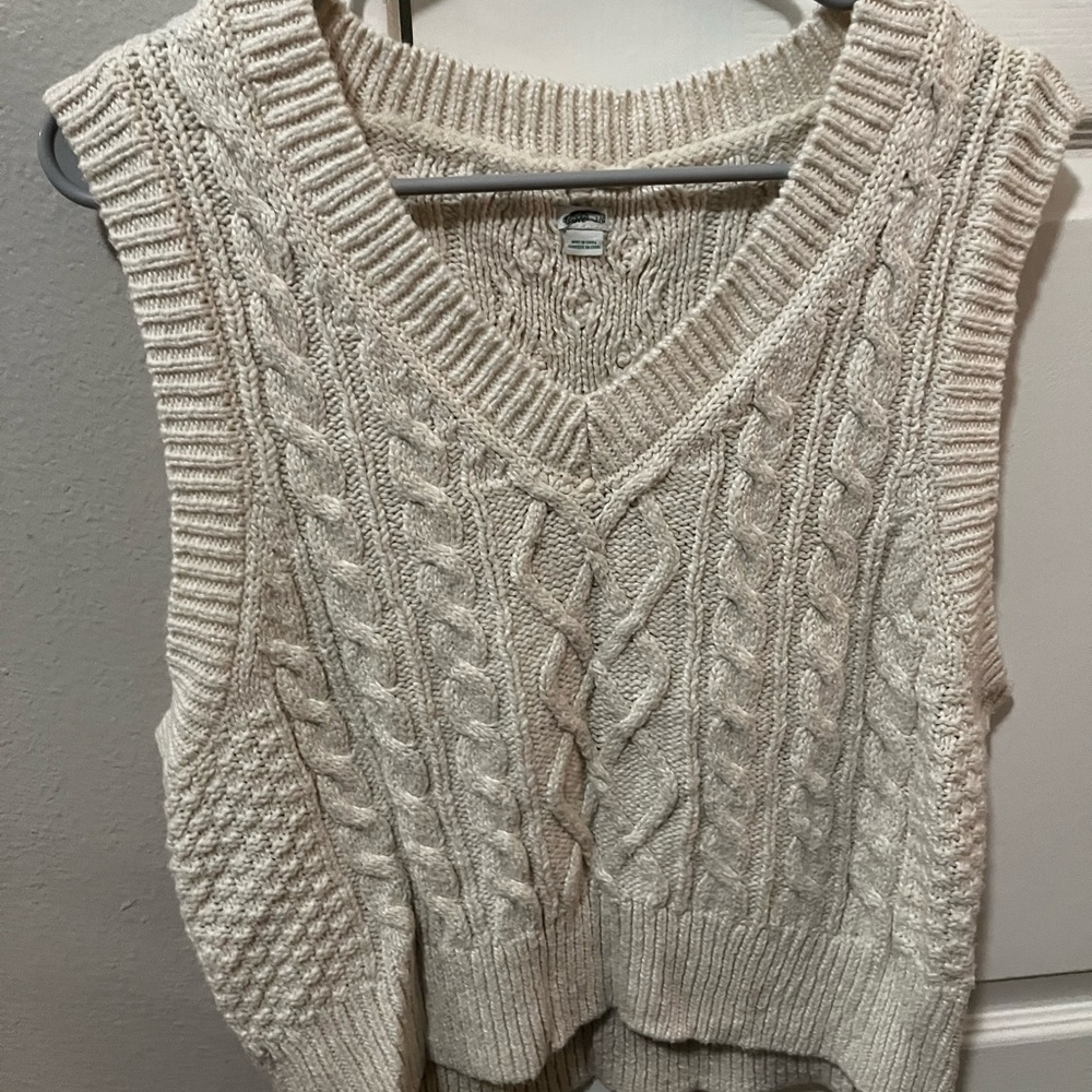 Women's Cream Knit Sweater Vest